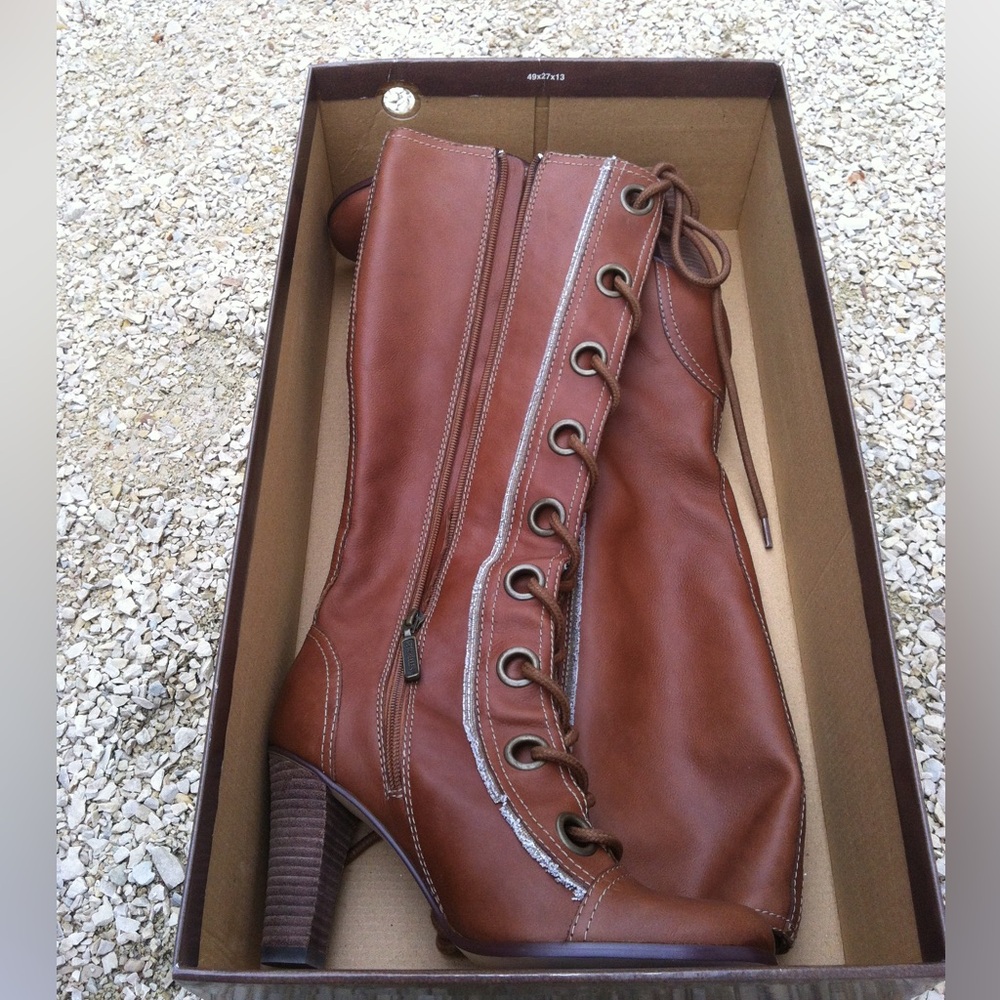 Seychelles Tall Medium Brown Leather Lace-up Boots
